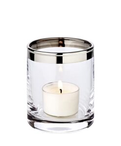 EDZARD Windlicht Molly - Teelichtglas mit Platinrand, 8 cm Hoch, 7 cm Durchmesser, ideal für Designliebhaber - Teelichth