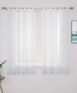 MIULEETransparente Vorhänge Wohnzimmer Schlafzimmer 122x140cm HxB Weiß Grommet Top