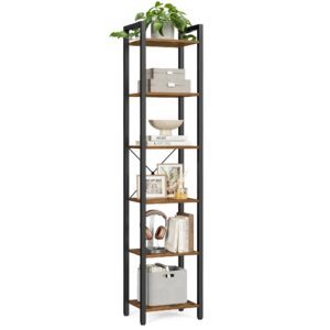 VASAGLE Bücherregal, Büroregal, für Büro und Wohnzimmer LLS101B01 vintagebraun-tintenschwarz VASAGLE Bücherregal, 6-Ebe