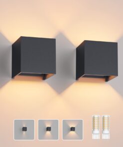 Klighten 2 Stücke LED Wandleuchte Warmweiß 3000K, Anthrazit, Innen/Aussen Einstellbar für Wohnzimmer Garten