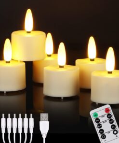 6er Wiederaufladbare Flackernde Flammenlose LED Teelichter Warmweiß Dimmbar für Party Global Recycled Standard 6er Wiede
