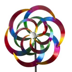 Windrad Windspiel Mehrfarbig aus Metall für Garten- und Strandverwendung zur Aufhellung des Sommers - 183 cm Höhe ⌀ 60 c