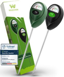 WENDOWERK® Boden-Feuchtigkeitsmesser für Pflanzen – 2er Set (Grün/Schwarz) – Verbesserte, batteriefreie Premium-Version
