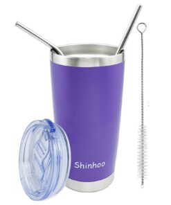 Shinhoo Isolierbecher Edelstahl 600ML Hochwertig Spülmaschinenfest (Lila) für Kaffee und Tee