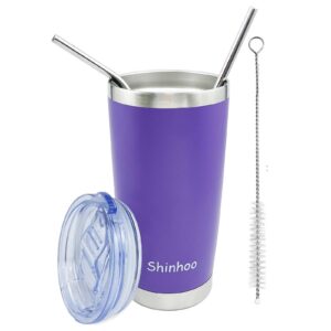 Shinhoo Isolierbecher Edelstahl 600ML Hochwertig Spülmaschinenfest (Lila) für Kaffee und Tee