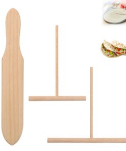 Crepes Verteiler und Spatel - Holz Pfannkuchenwender mit T-Form - Set für Crepesverteilung - Gerne von Küchenliebhabern
