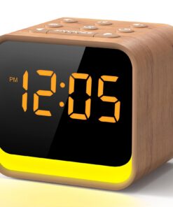 REACHER Radiowecker mit Weißrausch für Schlafzimmer, 7-Farben-Nachtlicht & Dimmbarem Display