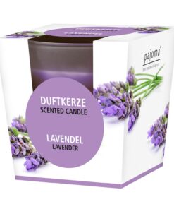Pajoma® Duftkerze Lavendel - Premium Qualität im satinierten Glas | 120g Wachsgewicht, 25-Stunden-Brenndauer, in edler G