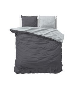 Sleeptime 100% Baumwolle Bettwäsche weich & bügelfrei - Grau/Anthrazit 200cm x 200cm - Zweifarbiges Bettwäsche Set mit R