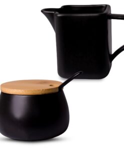 OMAGO Zucker- und Milchservice 2er Set - schwarzes elegantes Set für Haus und Restaurant - Zuckerdose, Milchpackung, Mil
