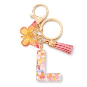 CHUQING Schlüsselanhänger für Mädchen mit Buchstaben und Schmetterlingen rosa