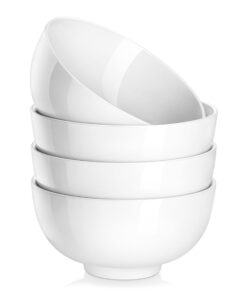 MALACASA Serie Regular 4-teilig Porzellan Cremeweiß Müslischalen Set für Salat, Suppe und Desserts 750ml 15,2x15,2x7,6cm