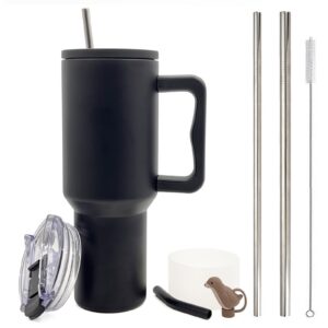 FloweryOcean 05-Schwarz Edelstahl Doppelwandiger Vakuum Thermobecher 1200ml to go Auslaufsicher für Heißer und Kalter Ge
