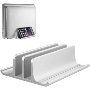VAYDEER Vertikaler Laptop Ständer - Verstellbar, Silber - Platzsparend für MacBook, Notebook, iPad - Bis zu 17,3 Zoll -