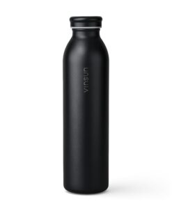 Vinsun Edelstahl-Trinkflasche 600ml Schwartz - auslaufsicher, BPA frei, doppelwandig isoliert - robuste Thermoflasche fü