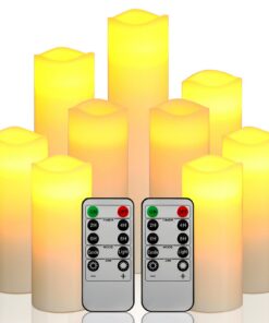 Da by LED Kerzen: Elfenbein-Wachskerze-Set für Zimmerdecoration, Batteriebetrieb,fernsteuerbar (9 Stück, 1 x 22 cm, 1 x