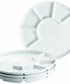 Mäser Fondueteller 4er Set 24 cm Porzellantiefe Weiße Glanz Oberfläche | Mäser Fondueteller 4er Porzellanweiße Set für
