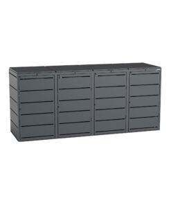 Dagobert Mülltonnenbox 4er Set für 240 Liter Anthrazit | robuste verzinkter Stahl | robuste Mülltonnenverkleidung | idea