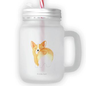 Mr. & Mrs. Panda Geschenk Trinkglas Corgi Po - Retro-Glas, Strohhalm Glas, Hundebesitzer
