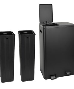 SVITA TMH2X30 60L Mülleimer mit Mülltrennsystem 2 Fächer Softclose-Deckel Pedalbetätigt Kunststoff | Pulverbeschichteter