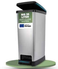 Novaliv Großer Mülleimer mit Soft-Close-System - 35L Tretmülleimer für Küche u.v.m - Geruchsdichter Abfallcontainer-Stab