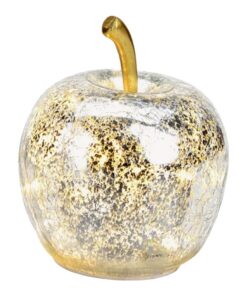 G. Wurm Dekoleuchte Apfel XS Glas, Silber - LED Lichterkette für Dekoration und Tischbeleuchtung