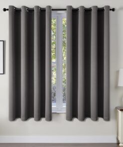 Emema Blickdicht Vorhänge Grau 2er Set für Wohnzimmer und Schlafzimmer Jeder H145 x B140 cm