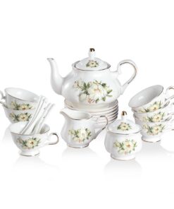 Sweejar Home Vintage-Blumen-Geschenk Teeservice 21-Pieces, für Tee/Kaffee, Service für 6 Personen & Teekanne, Zuckerdose