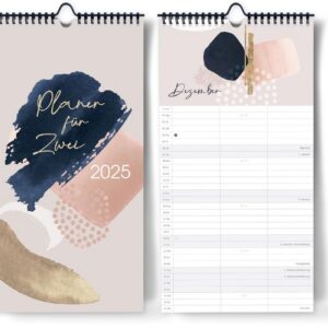 Familienkalender 2025 I 3 Spalten I Modernes Design I Paarkalender als Wandkalender I Familienplaner I Partnerkalender