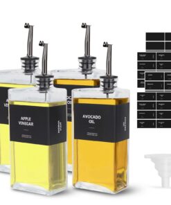 Sunal Schwarz 4er Pack Olivenölspender_SET,500ml Glas Ölspender,Made for Küche & Esszimmer Ölflaschen Set