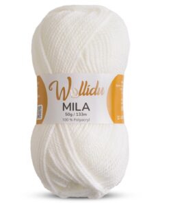 **Wollidu Mila Garn zum Häkeln und Stricken 100% Polyacryl Weiß OEKO-TEX STANDARD 100ⁿacciös** | **Wollidu Mila Strickg