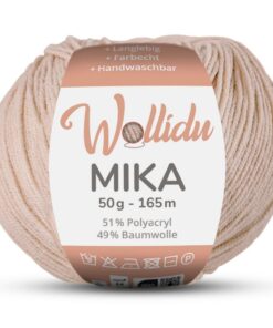 Wollidu Mika Strickgarn - Sandbeige Oeko-Tex STANDARD 100 für Häkeln und Stricken 50g/165m