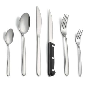 Pleafind 72-teiliges Silberbesteckset für 12 Personen, Edelstahl, Lebensmittelqualität, Spülmaschinenfest, Silber Bestec