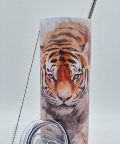 Tiger Tumbler Doppelwandiger Edelstahl-Thermo Becher 20oz kalte und warme Getränke mit Trinkhalm