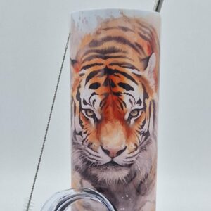 Tiger Tumbler Doppelwandiger Edelstahl-Thermo Becher 20oz kalte und warme Getränke mit Trinkhalm