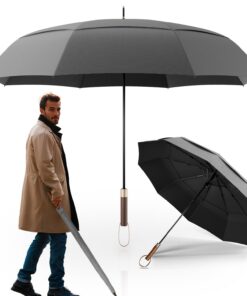 LOGAN & BARNES Sturmsicherer Regenschirm CHICAGO für 2 Personen - XXL [Ø120 cm] mit hochwertigem Holzgriff - Regenschirm