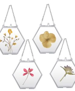 JUXYES Golden Glas Hängende Bild Kunstwerk Display Rahmen für Wohnzimmerszenen | JUXYES Hexagon Mini Messing Wandbehang