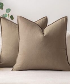 MIULEE Waschbar Kissenbezug Dekorative Kissenbezüge Wohnzimmer Schlafzimmer 2er Set 40x40 cm Khaki