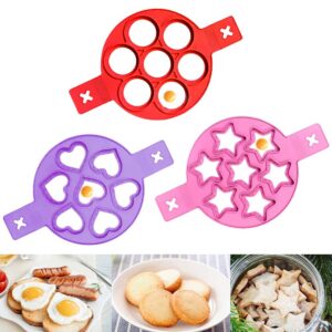 XiXiRan Nonstick Pfannkuchen Form, 3 Pack Silikonschte Pfannkuchen Kuchenform für Wiederholzungsfähige Omelette- und Pfa