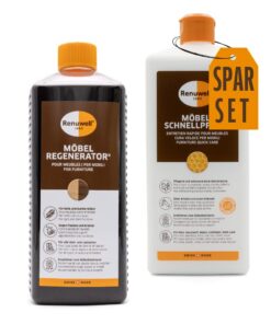 Renuwell Möbel-Regenerator (1 Liter) + Umfassendes Pflege-Duo für Tiefe Regeneration und schnelle Auffrischung - Hochwer