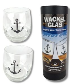 GILDE 44471-2er Set Wackelglas Anker für Küche und Geschenke, spülmaschinenfest, elegantes Design, 2 Gläser in einer Zyl