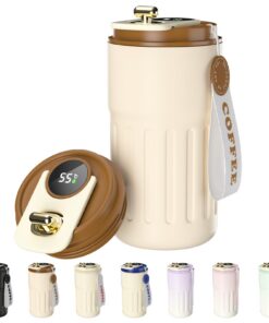 Homealexa Digitales Thermobecher für Kaffee to go 410ml 316 Edelstahl Isoliert Vakuum Termokaffeebecher mit Deckel für O