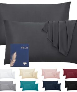 Premiun Weicher Kissenbezug Anthrazit für Allergiker mit Haargummi OEKO-TEX STANDARD 100