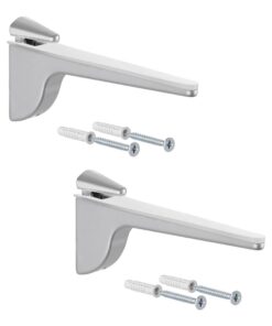 PINOCCHIO Gedotec Design Glasbodenträger – Silber Aluminum | 2 Stück - Regalhalterung Schwerlast | Wandregal aus Metall