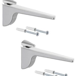PINOCCHIO Gedotec Design Glasbodenträger – Silber Aluminum | 2 Stück - Regalhalterung Schwerlast | Wandregal aus Metall