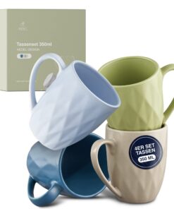 Design - 4 Kaffee Tassen [4x350ml] | идеale Kaffeetassen Set für die eigene Küche | modern & einzigartig geschnitten, ha