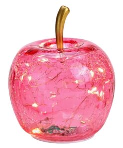 Wurm Dekoleuchte Apfel (XS) Glas, rosa | LED Lichterkette | Tischdeko für Einzelzimmer und Glückwünsche