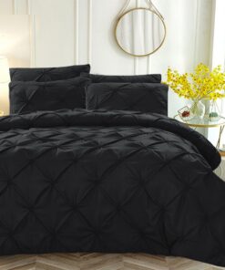 Luofanfei Plissee Bettwäsche Schwarz 135x200 Einfarbig Geometrisch Microfaser Gedruckt