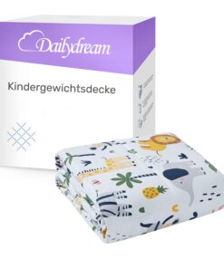Dailydream Kinder Gewichtsdecke Motiv Safari | schwere Decke zum Schlafen aus 100% Baumwolle | mit Glasperlenfüllung | K