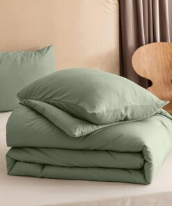 Sleeptime Grün Waschbare Bettdecke 135 x 200 Mit Kissenbezug 4 Jahreszeiten Anti-Allergene Steppdecke